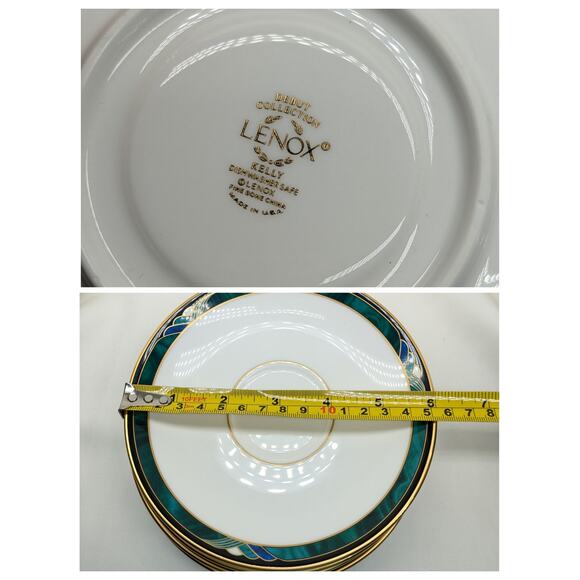 Set of 4 Lenox Kelly Debut Collection Cups and Saucers - 8 Pieces Green USA - Picture 6 of 9